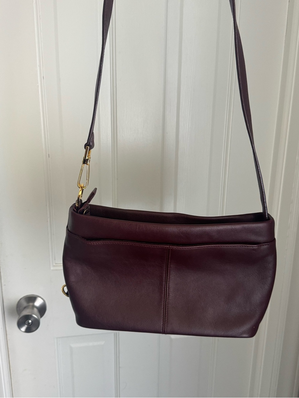 Etienne Aigner Burgundy Leather Shoulder Bag with Gold Hardware